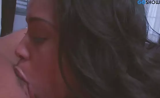 Erotic Brunette Lovers Curvy Booty Horny Fun with Guy and Tongue Pleasures